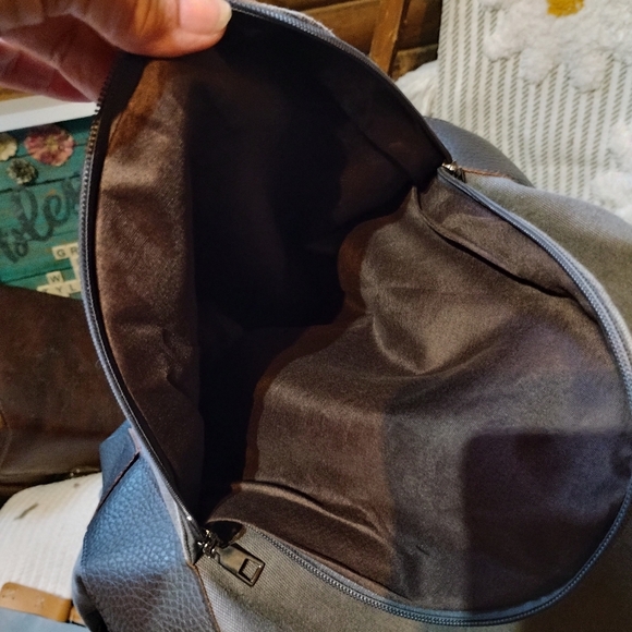 Threaded Pear Canvas Tote Bag Weekend Getaway Carry On Multiple Pockets Grey - Picture 8 of 12